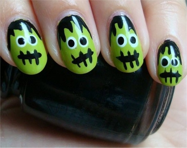 Zombie-naglar-Halloween-neon-gröna-idéer-gör det själv