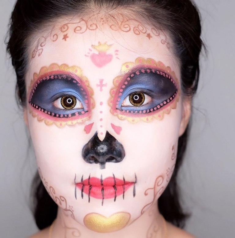 Skeleton face Halloween make up kvinnor idéer