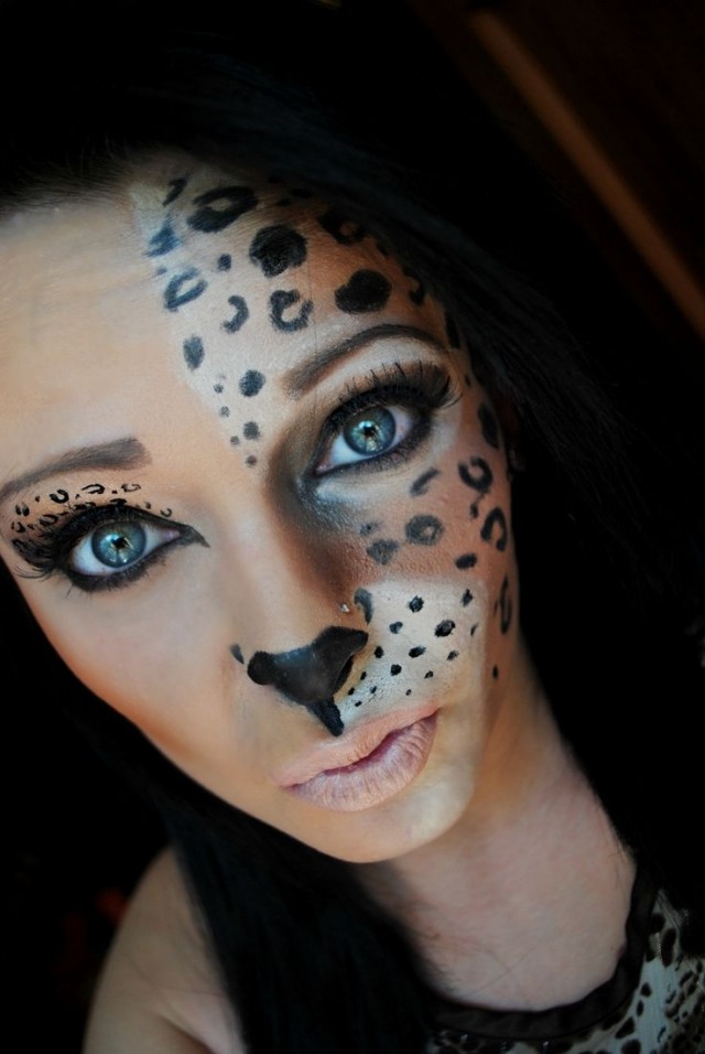 halloween smink för kvinnor-djur-leopard-part-face