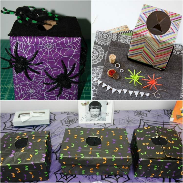 halloween-spel-horrobox-spindel-kosmetisk-mjukpappers-låda-tyg-wiggle-ögon
