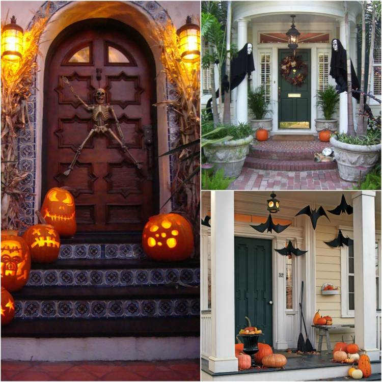 halloween-spel-hus-dekoration-skelett-fladdermöss-spök-kvastar
