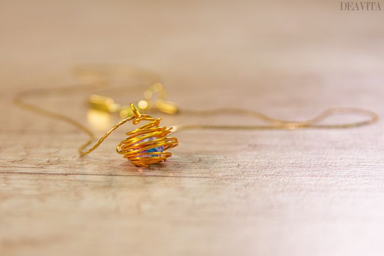 Gör chic halsband själv kedja hängande pärla guldtråd