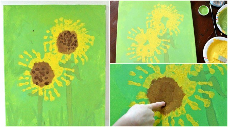 handavtryck-bilder-barn-solros-duk-sommar