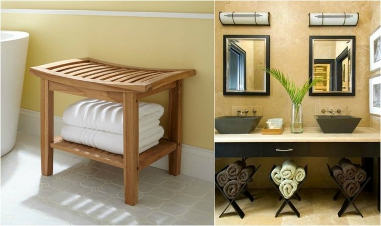 Handdukshållare för badrummet fristående-hopfällbar-trä-bad-handdukar-spegel