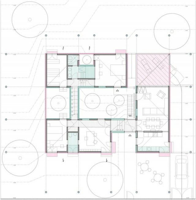 Arkitektur prefabricerade element blueprint room layout vy ovan
