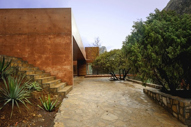 exotiskt resmål hus betong röd sand behandla fasad attraktiv