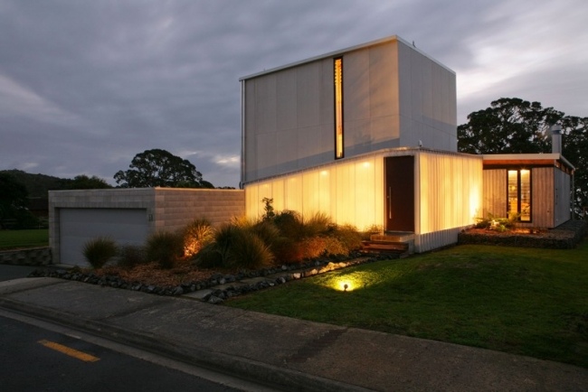 Beach House Nya Zeeland Night Lighting Residential Pavilion Building Volume