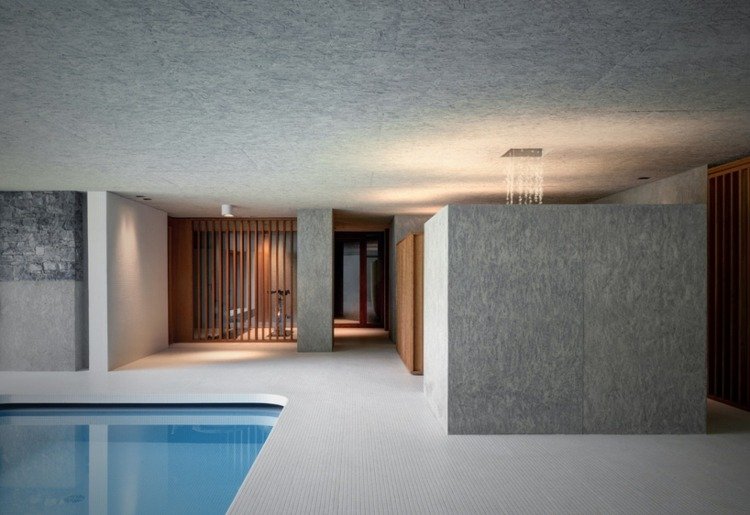 pool förlängning hus tak betong trä skiljevägg gym pool