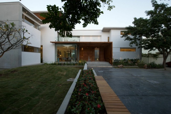 hus indien modern design framgård arkitektur vit