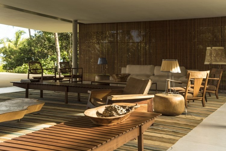 soffbord trä design vardagsrum brazil house idé