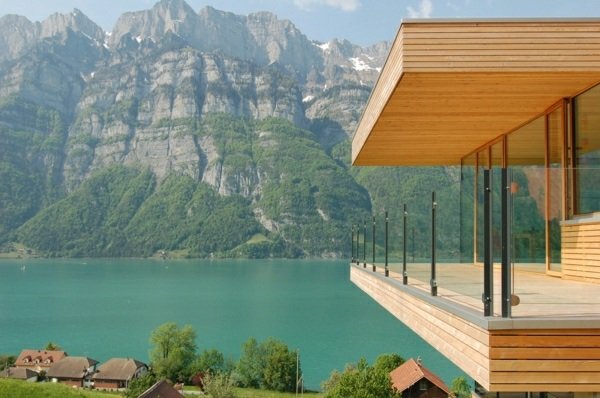 Hus Schweiz-sjö terrass design