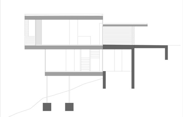 Hus Schweiz sjö terrass sidosektion