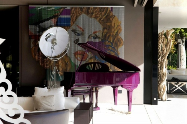 lila piano väggdekal vardagsrum