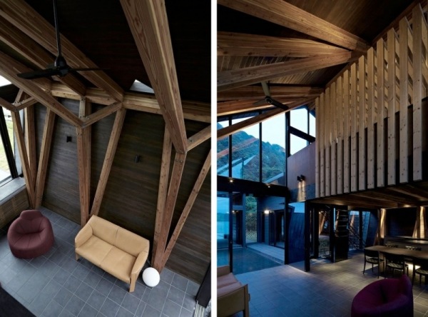 hus med geometriska former i japan högt i tak