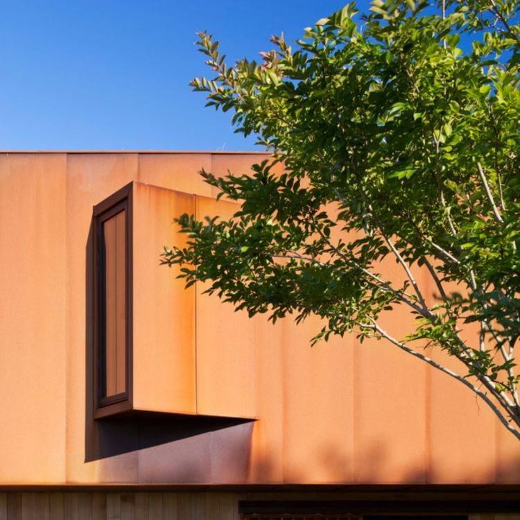 hus med träpanel design minimalistisk exteriör fasad sidovy fönster