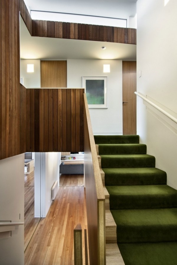 Trappor hus golvbeklädnad matta-grönt golv