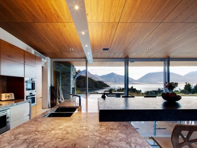 kök panorama hus med sjöutsikt i Nya Zeeland