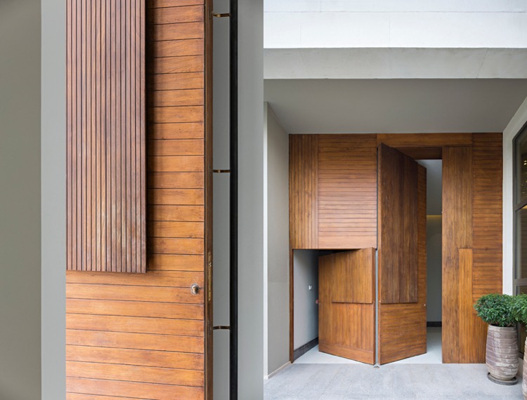 byggnad entré design ytterdörr modulärt trä modernt