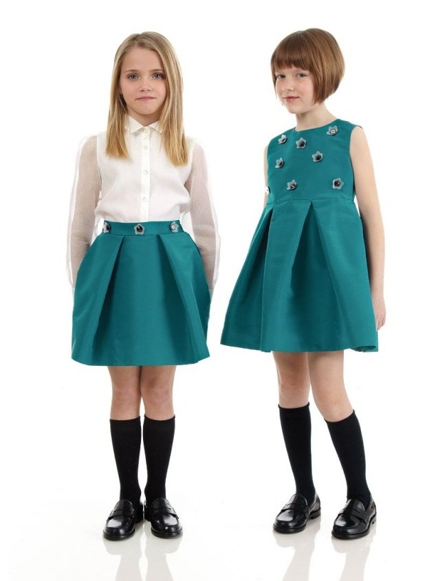 fendi-skolan-mode-kollektion-gröna-klänningar-för-tjejer-2014-vita-skjortor