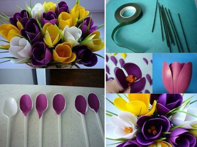 blomma-tinker-plast-sked-bukett-tulpaner-vår dekoration
