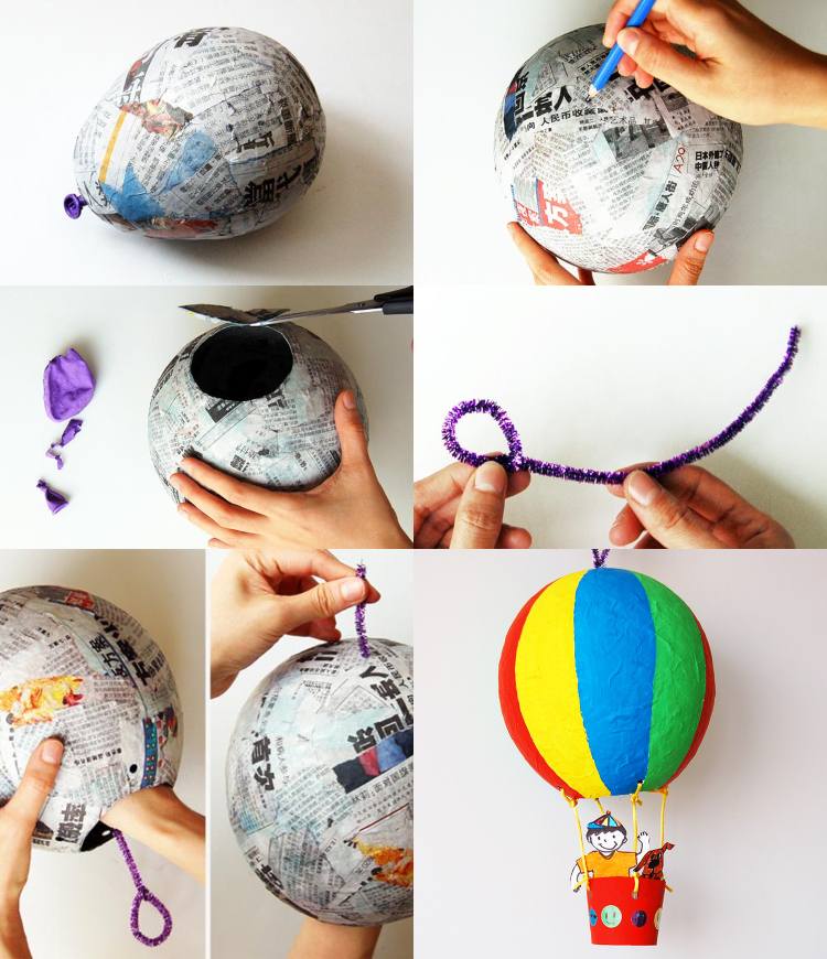 Luftballonggåva av papper mache för barns födelsedagsfester