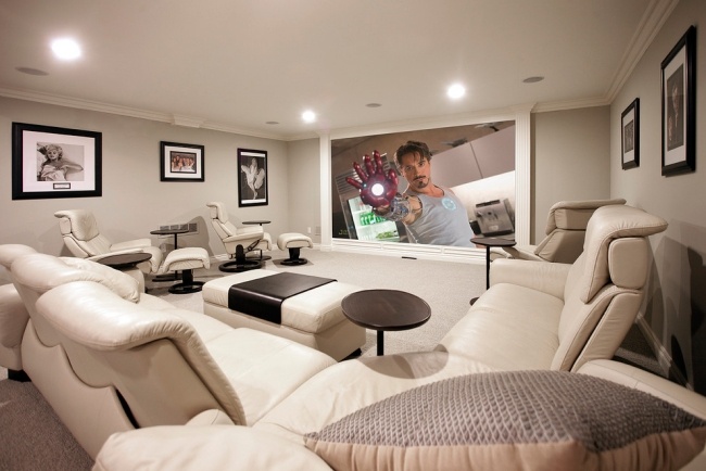 Hi-tech hemmabio lyxig fåtölj vit lounge möbler vardagsrum landskap moderna