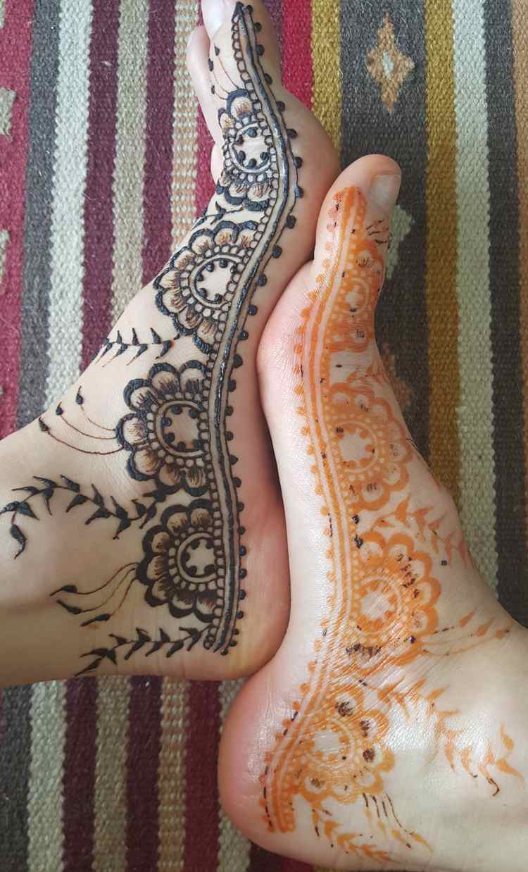 henna-tatuering-gör-dig-fötter-före-efter