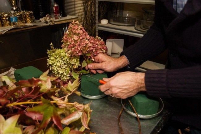 gör dina egna höstblommarrangemang hortensior