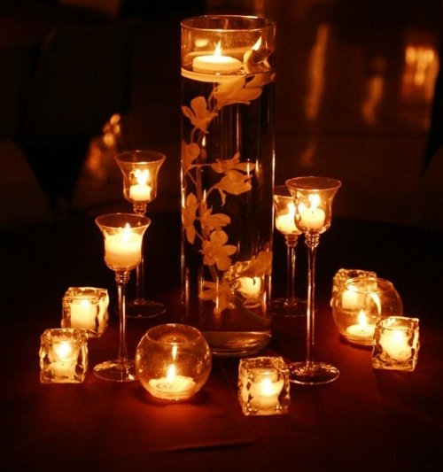 romantiskt bröllopsbord för ljus