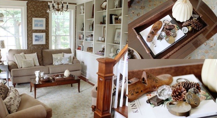 höst-dekoration-vardagsrum-bord-bricka-trä-vintage-kottar