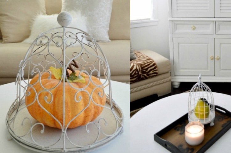 höst-dekoration-vardagsrum-bord-bricka-vintage-bur-päron-pumpa