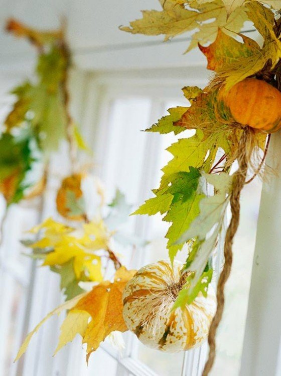 Garland med pumpor-gör-det-själv-idéer Halloween-höststämning
