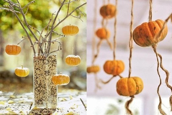 hängande mini-pumpa kransar-höstbord dekoration glas vas