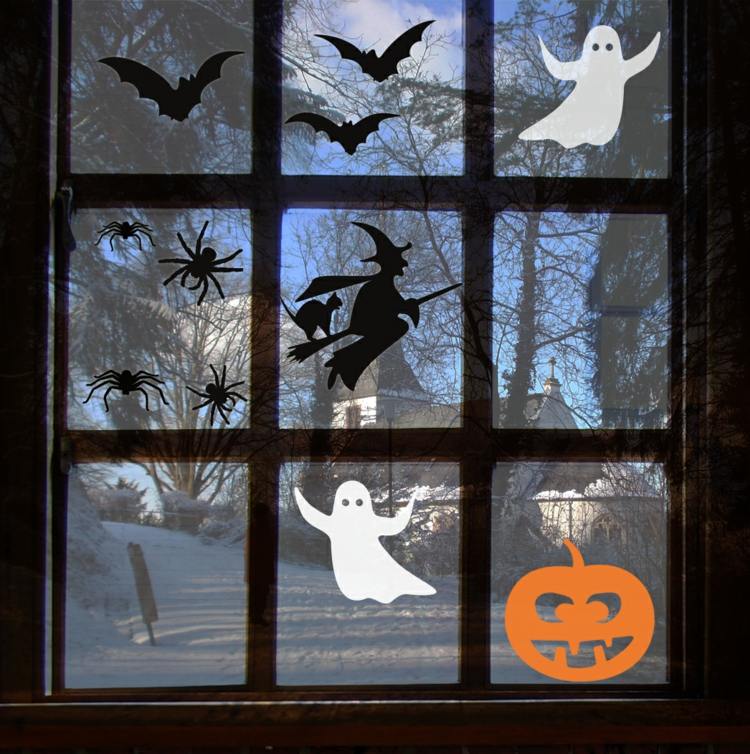 tinker höstfönster bilder halloween pumpa spöken häxfladdermöss