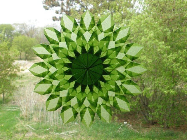 Dekorationsidéer Origami konststjärna grön färg