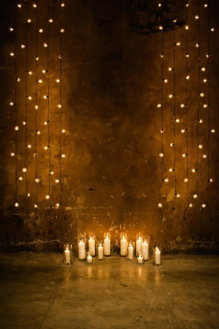 Höstens bakgrund för bröllopsljusen-fe-lamporna-varmt-ljuset
