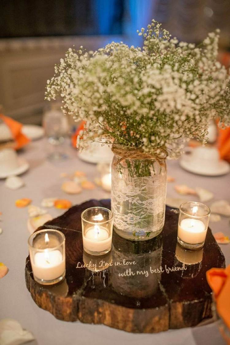 höst bord dekoration blommor enkel idé trä meddelande lyktor ljus bukett