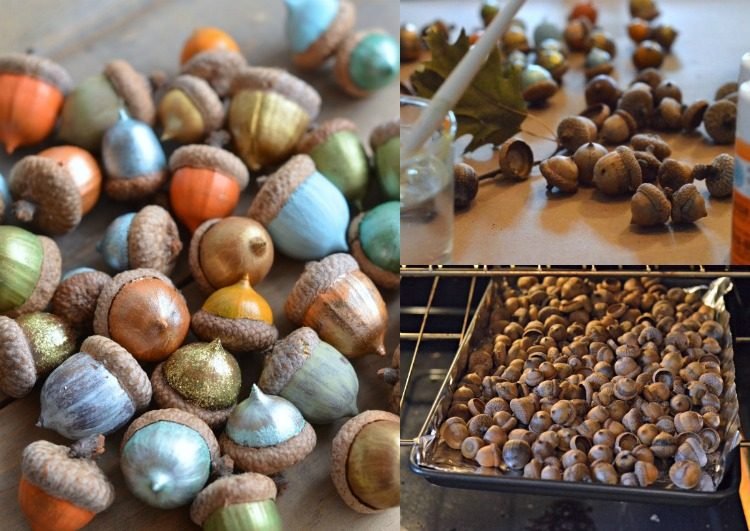 höst-pyssel-natur-material-målning-ekollon