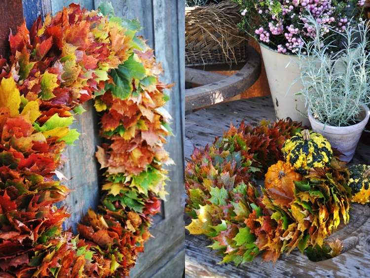 Gör din egen höstkrans av färgglada löv