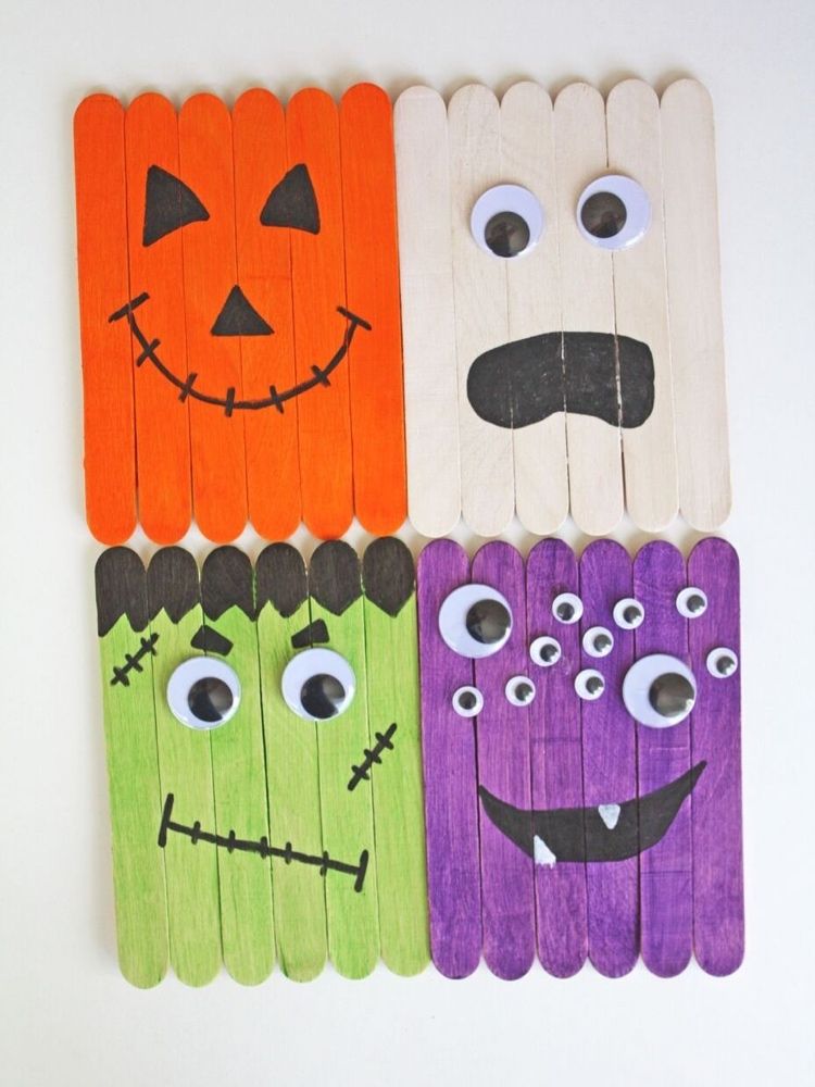 Höstdekorationer och halloweenpynt från popsicle sticks pysslar instruktioner