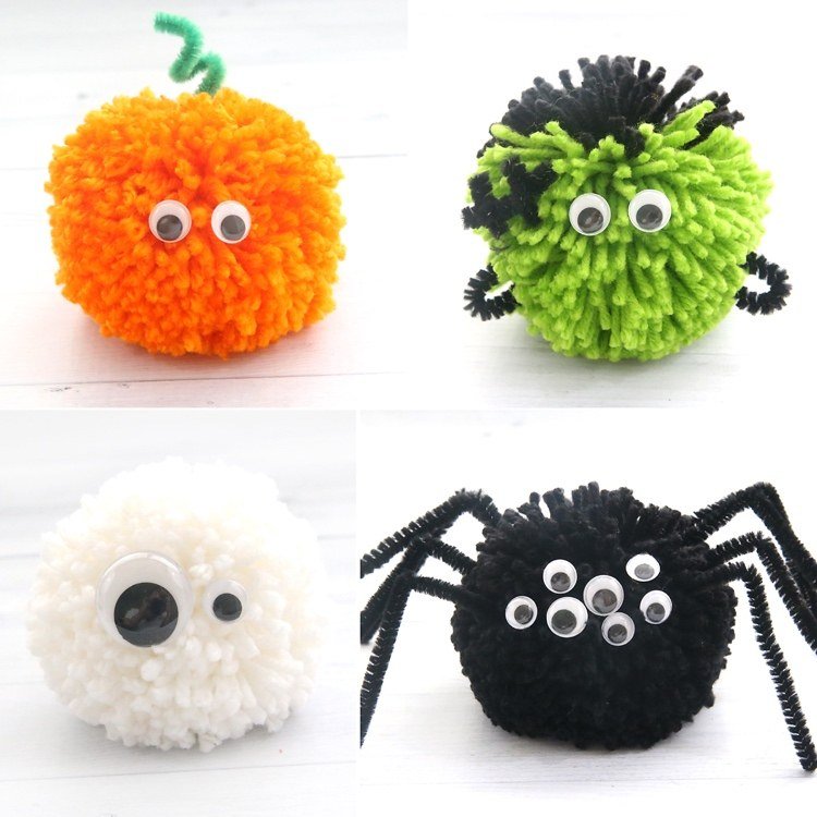 Halloween dekoration idé spöke och pumpa och spindel och monster