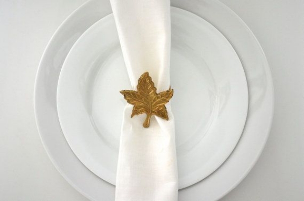 Tinker servettring gåva idé dekoration guld look höst blad metall tillbehör