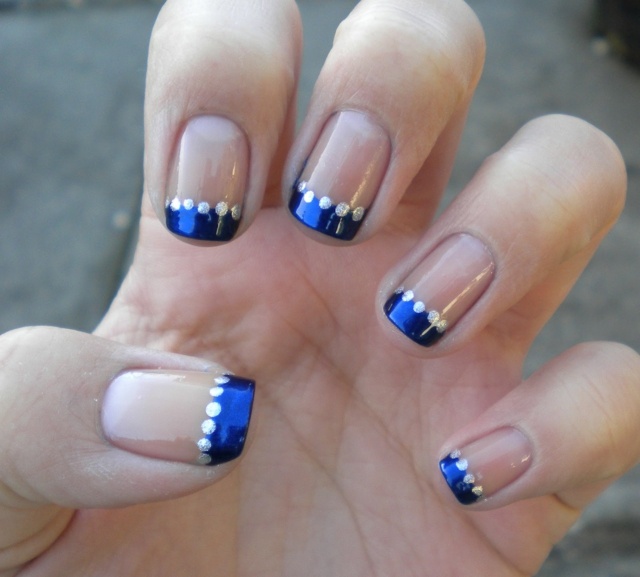 Fingernails blue silver lack applicera idéer
