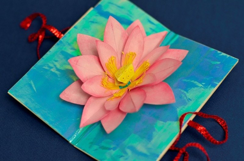 Höst-tinker-papper-blomma-lotus-kort