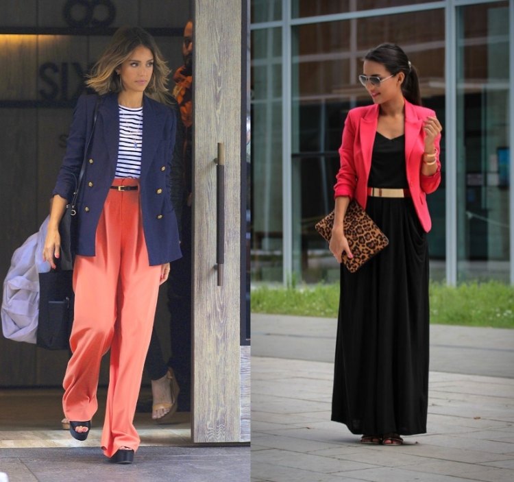 höst-mode-2015-damer-blazer-korall-färg-byxor-rosa-svart-jessica-alba
