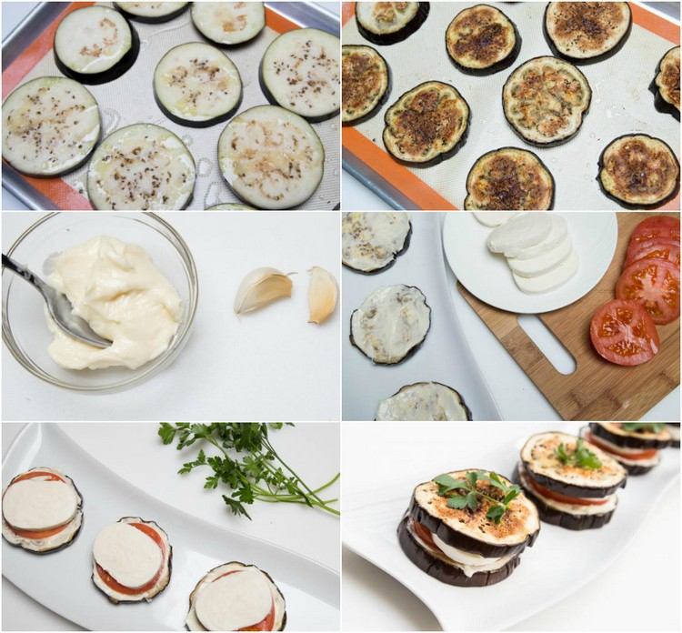 rejäla mellanmål-aubergine-tomat-mozarella-smörgåsar-vitlök-majonnäs