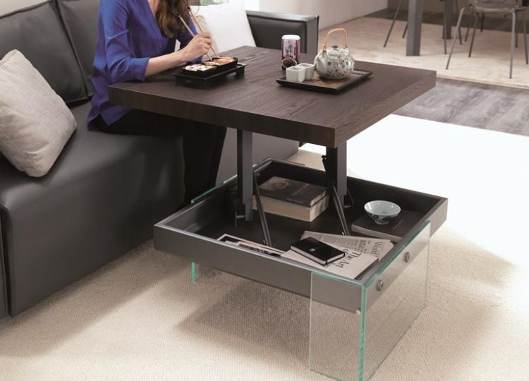 Höjdjusterbart soffbord - Bellagio - Ozzio - Design - rektangulärt - förvaringsutrymme - småsaker