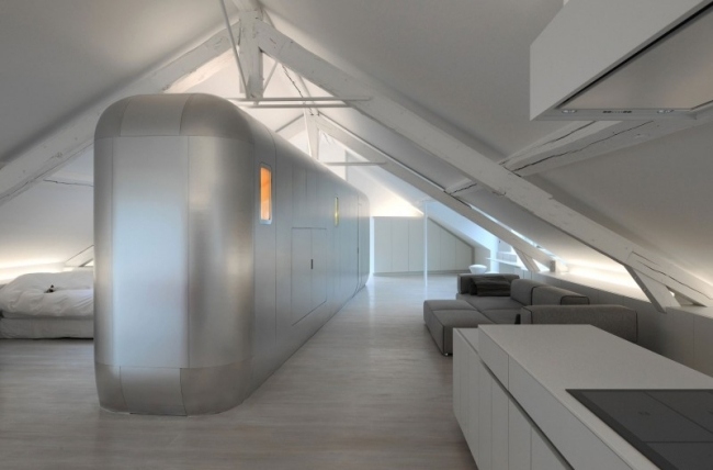 Loft-modern lägenhet-aluminiumbeklädnad porthålsfönster badrum