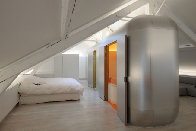 Kempart Loft sovplats dubbelsäng modul badrum design