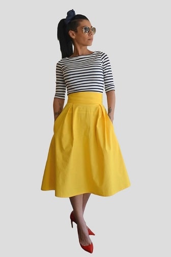 Κίτρινη φούστα με ψηλή μέση σε γραμμή Α
